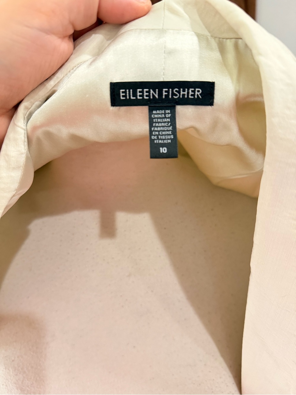 Eileen Fisher Beige Open Front Blazer Jacket Size 10 Minimalist - Picture 5 of 5
